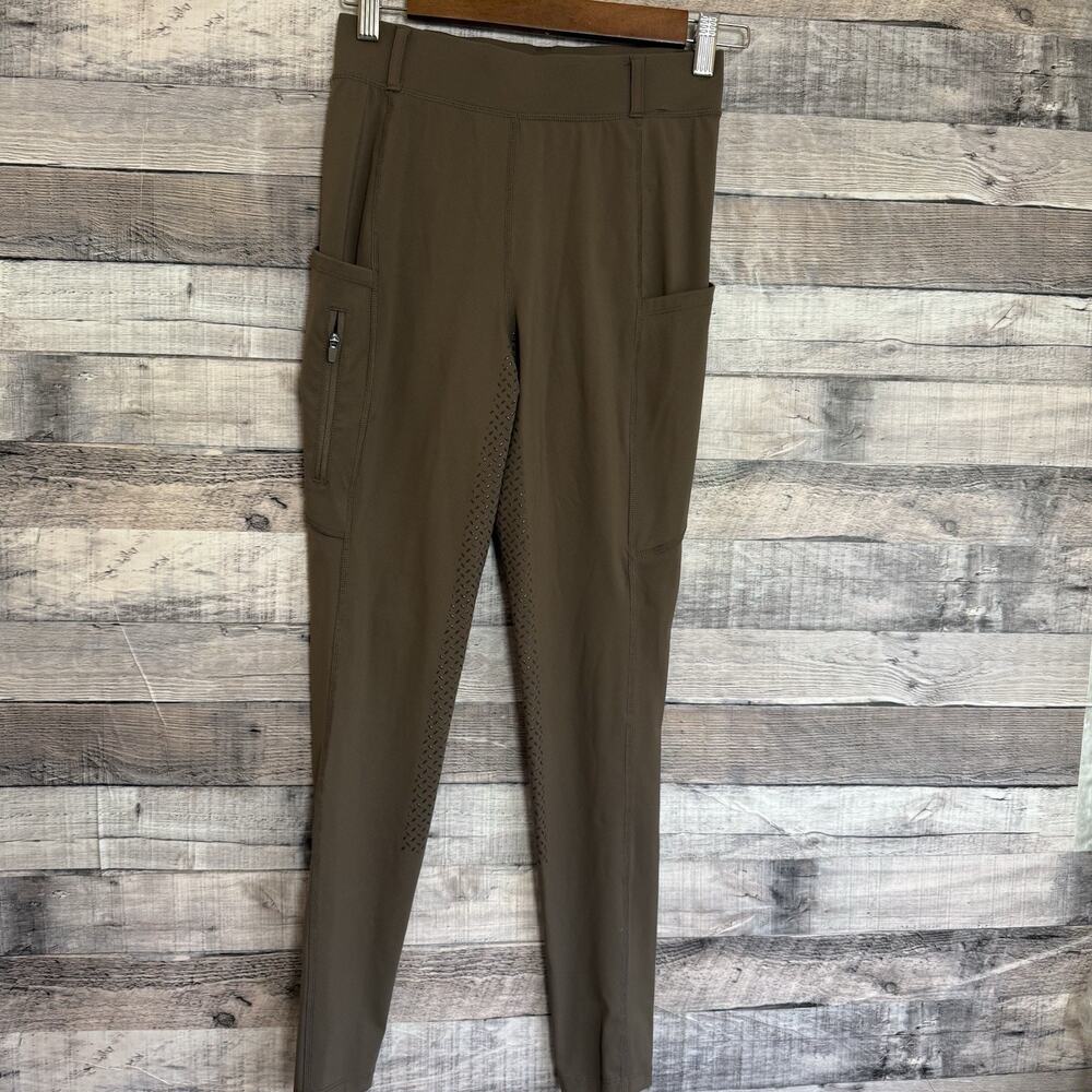Santiny Womens Brown Riding Pants Leggings Size XS With Pockets & Stretch